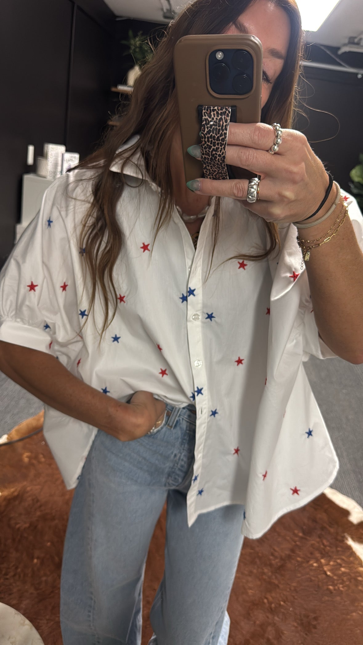 STAR SPANGLED BUTTON UP BLOUSE