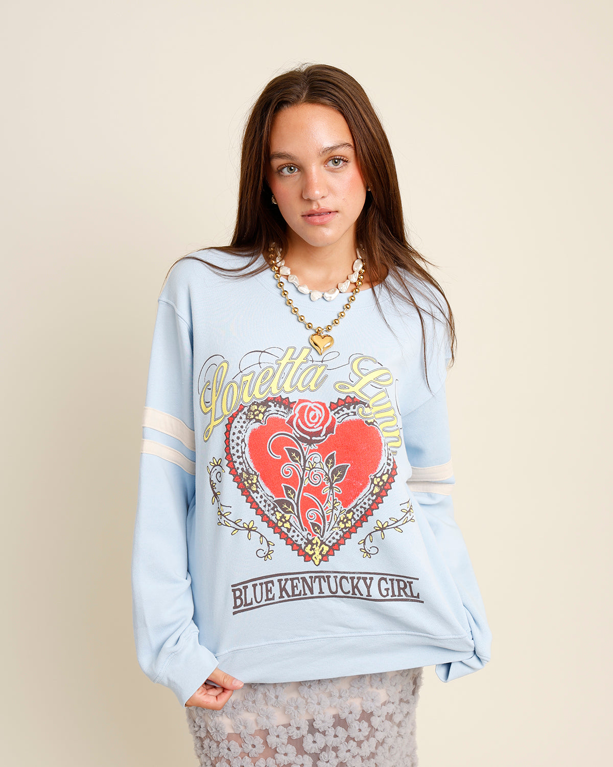 DAYDREAMER LORETTA LYNN BLUE KENTUCKY GIRL VARSITY SWEATSHIRT