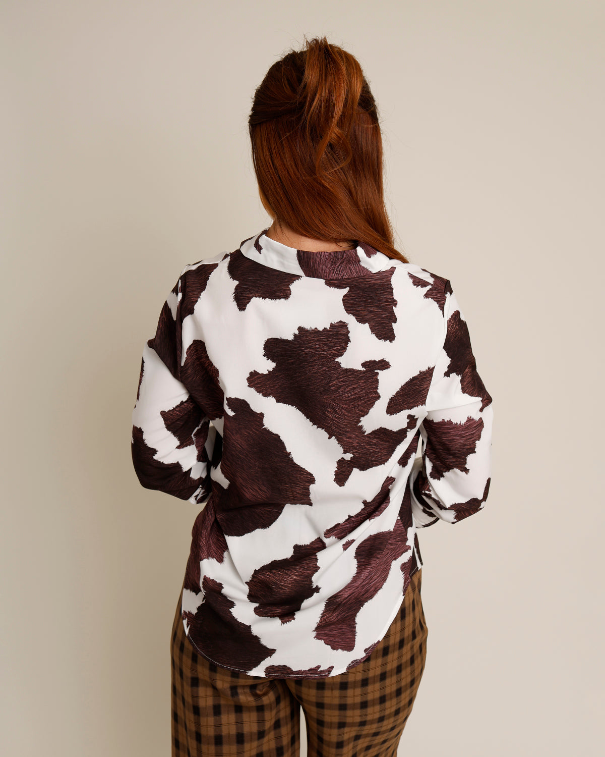 MARIBELLE COW PRINT BUTTON UP