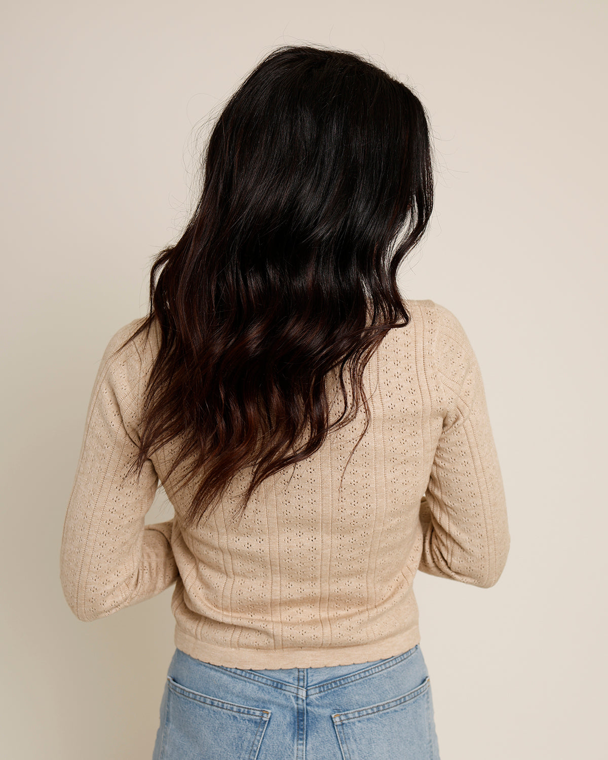 tan button front fitted cardigan