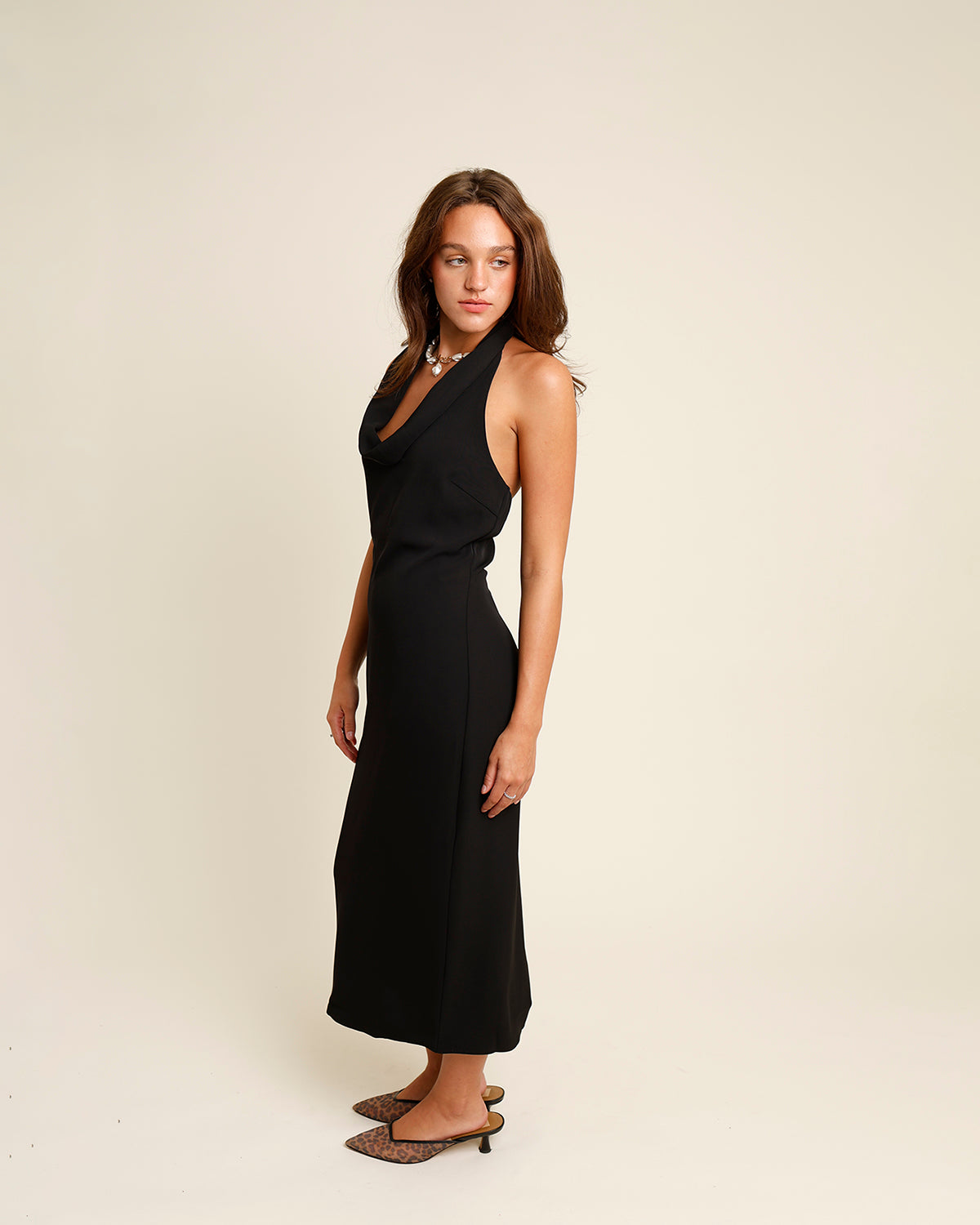 ASTR THE LABEL ALANNA HALTER COWL NECK DRESS