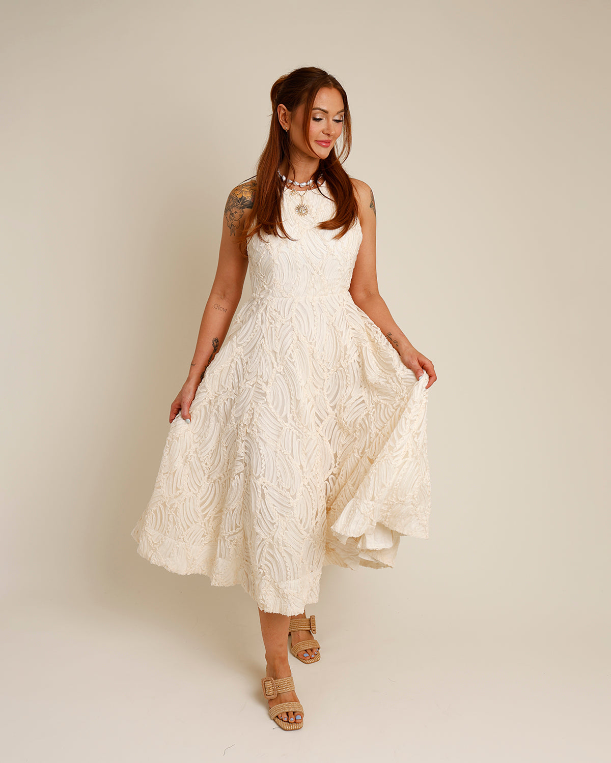 LILLEMOR 3D TEXTURED MIDI DRESS