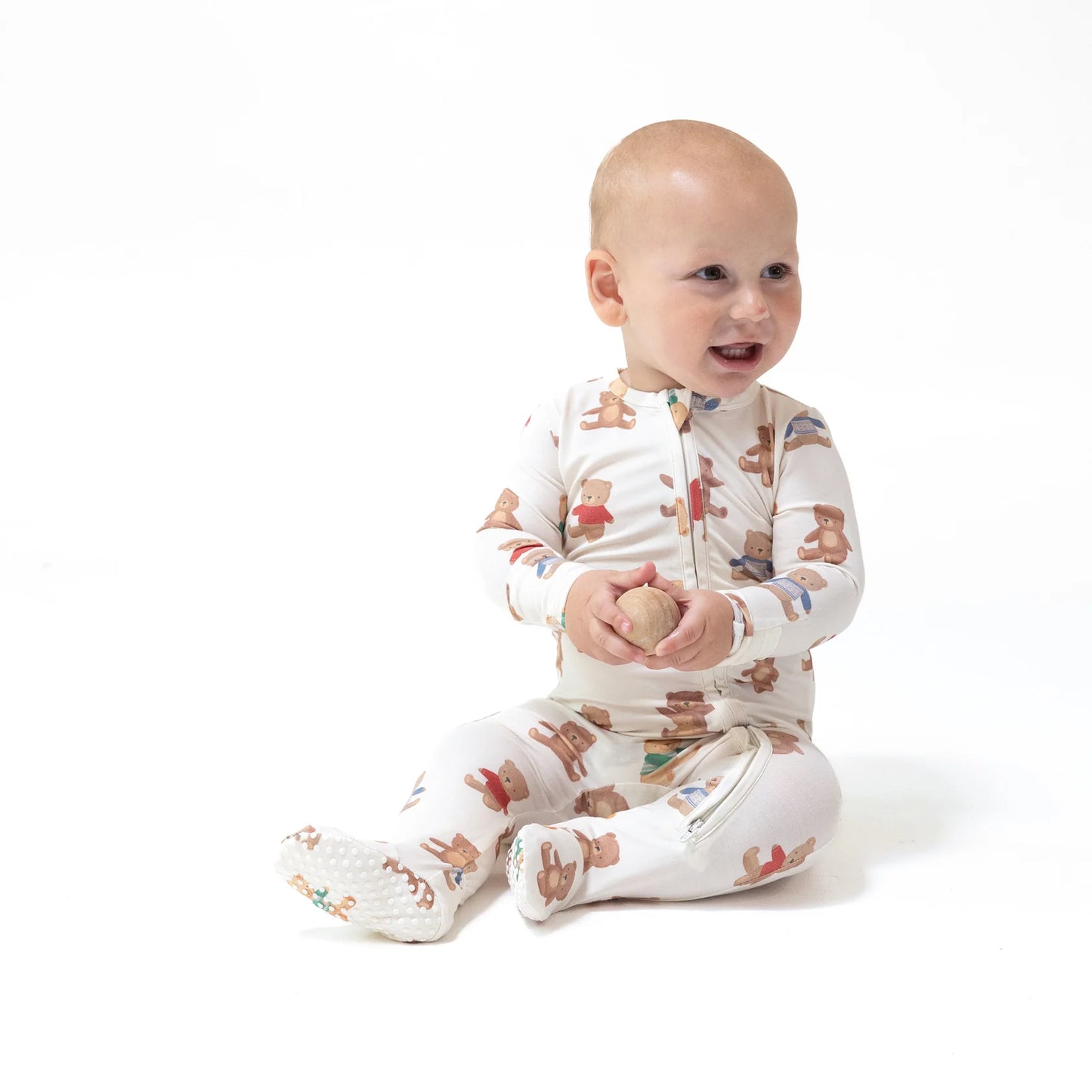 2 WAY ZIPPER FOOTIE X TEDDY BEAR