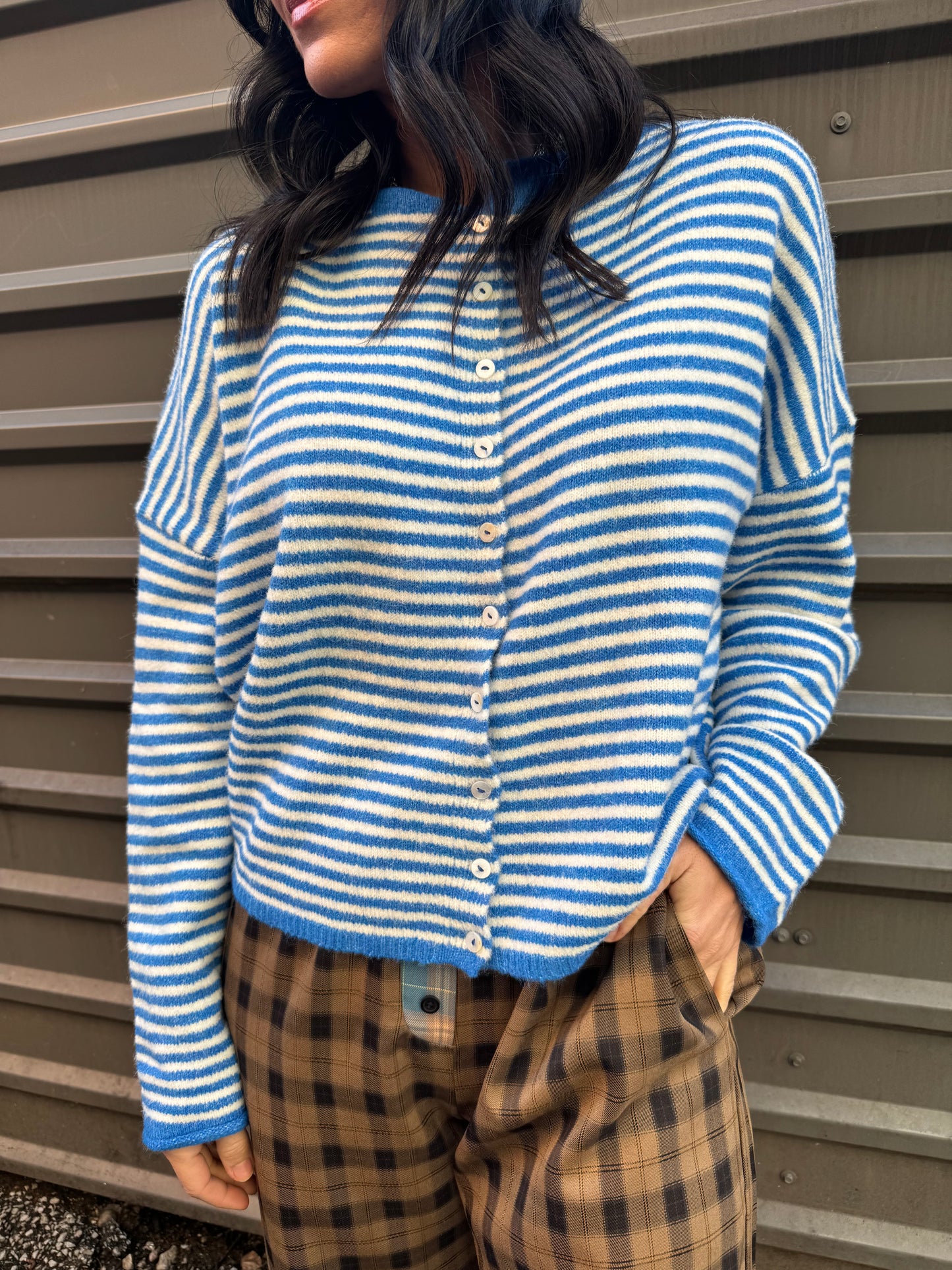 THE CULT CARDI X BLUE STRIPE