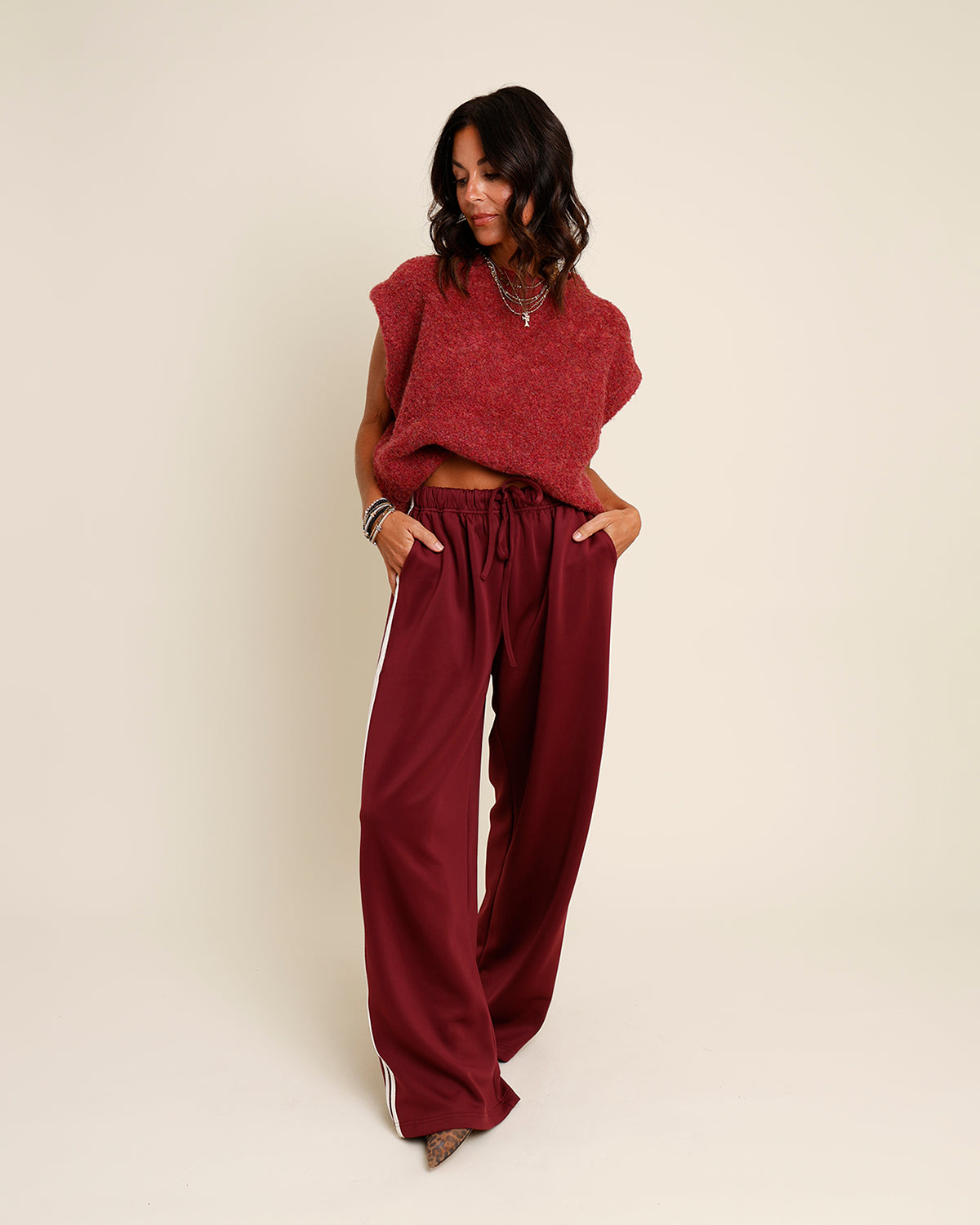 TRACK TALK TRACK PANTS X MAROON