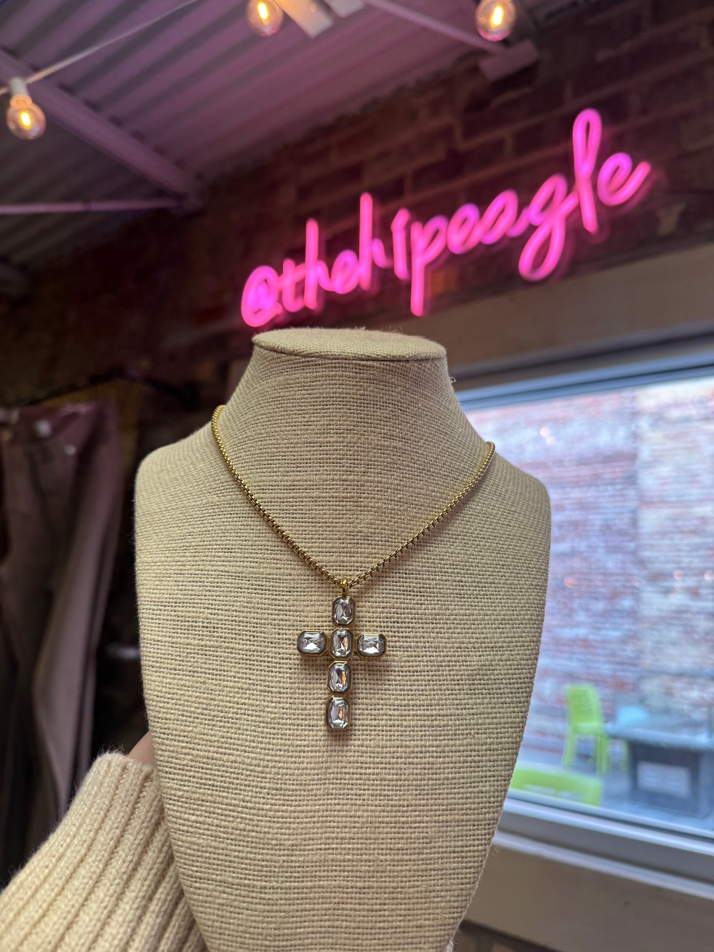 RHINESTONE CROSS NECKLACE
