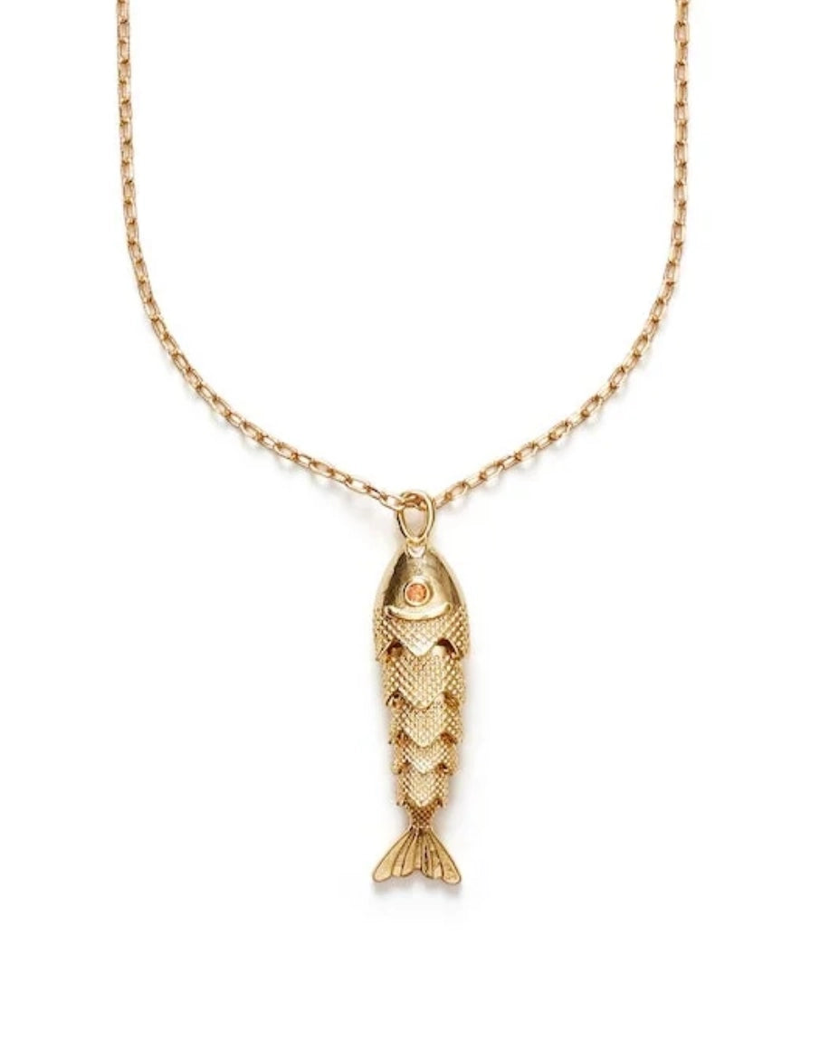 gold fish sardine necklace