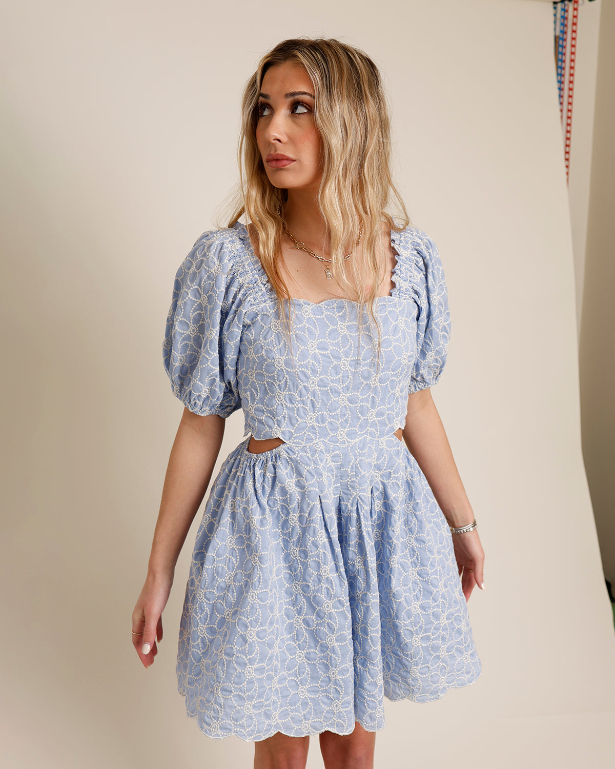 APRIL EMBROIDERED MINI DRESS