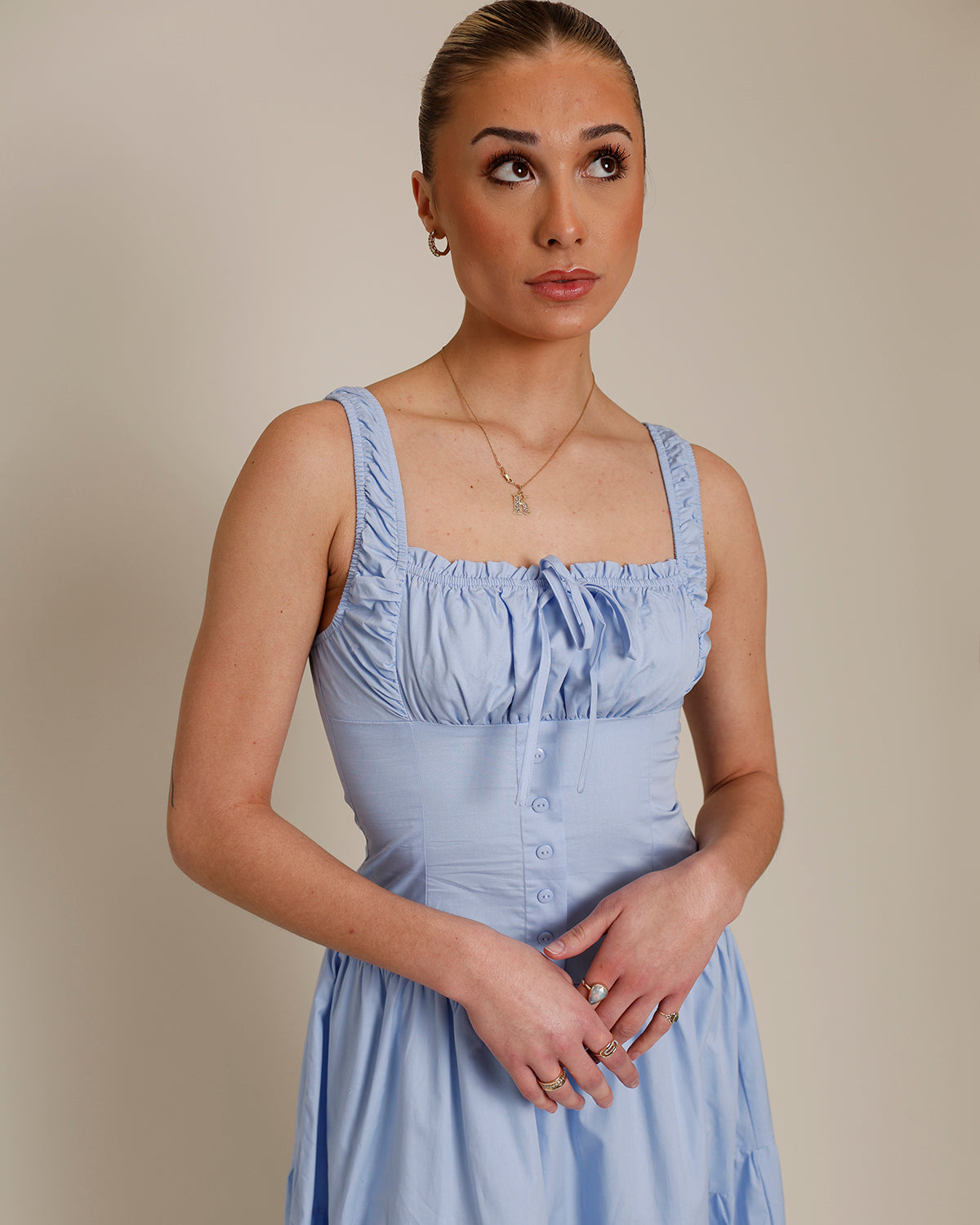 BIRDS CHIRPING MILKMAID TIERED MIDI DRESS