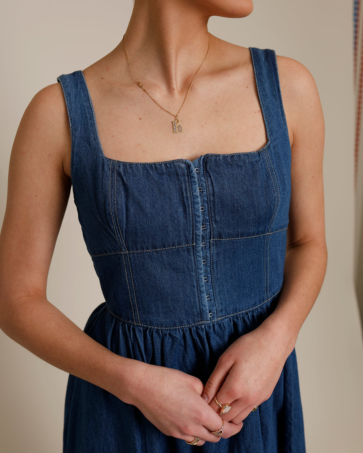 RAQUEL DENIM MIDI DRESS
