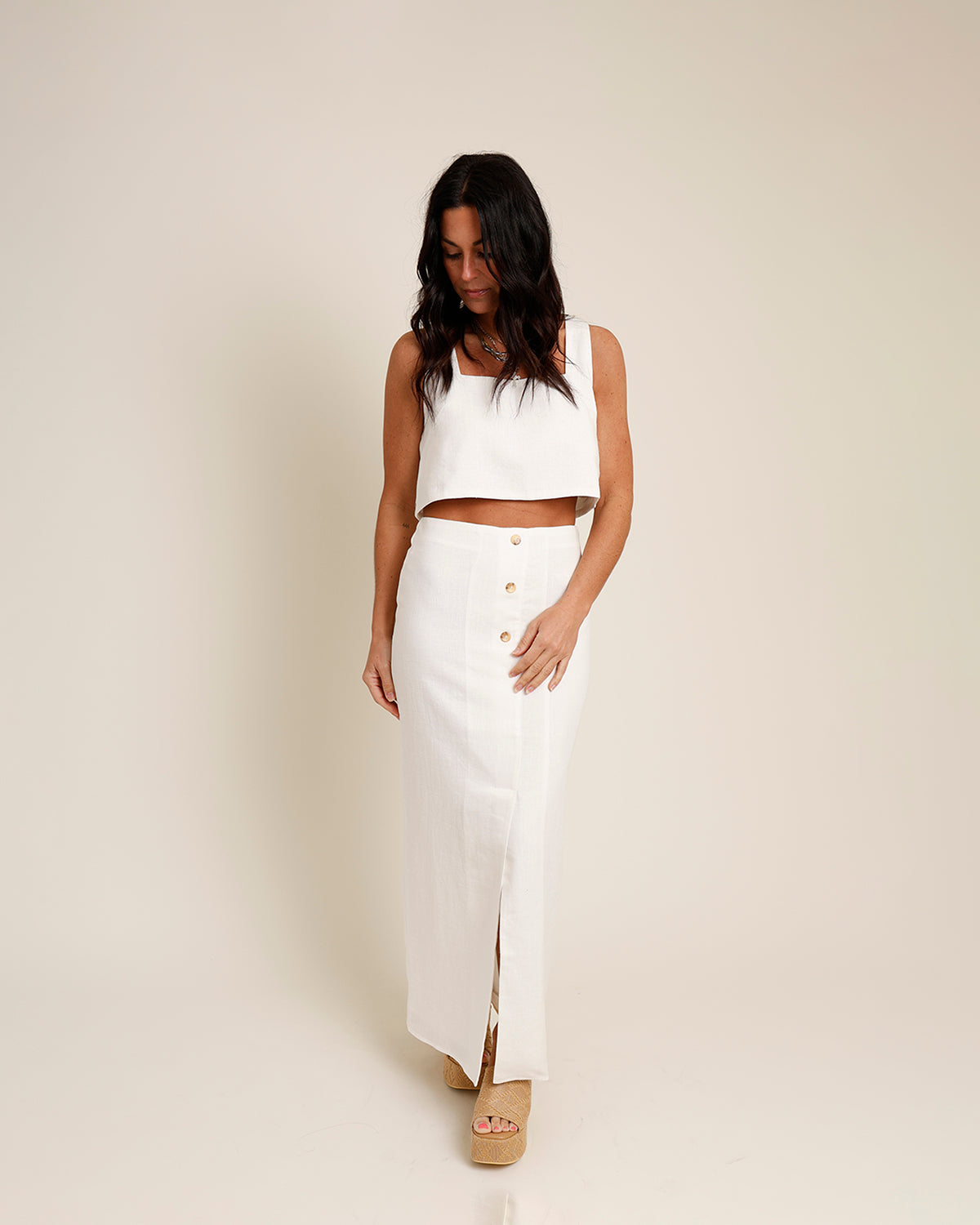 WINNIE LINEN CROP TOP