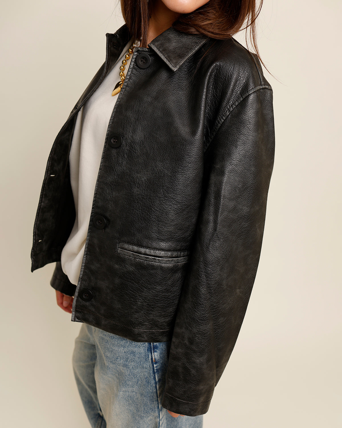 FREE PEOPLE HERA VEGAN LEATHER JACKET