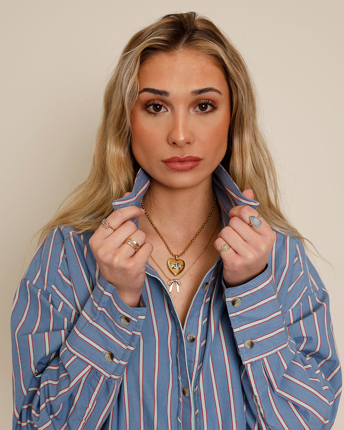 FREE PEOPLE VARSITY VIBES STRIPED BUTTON UP