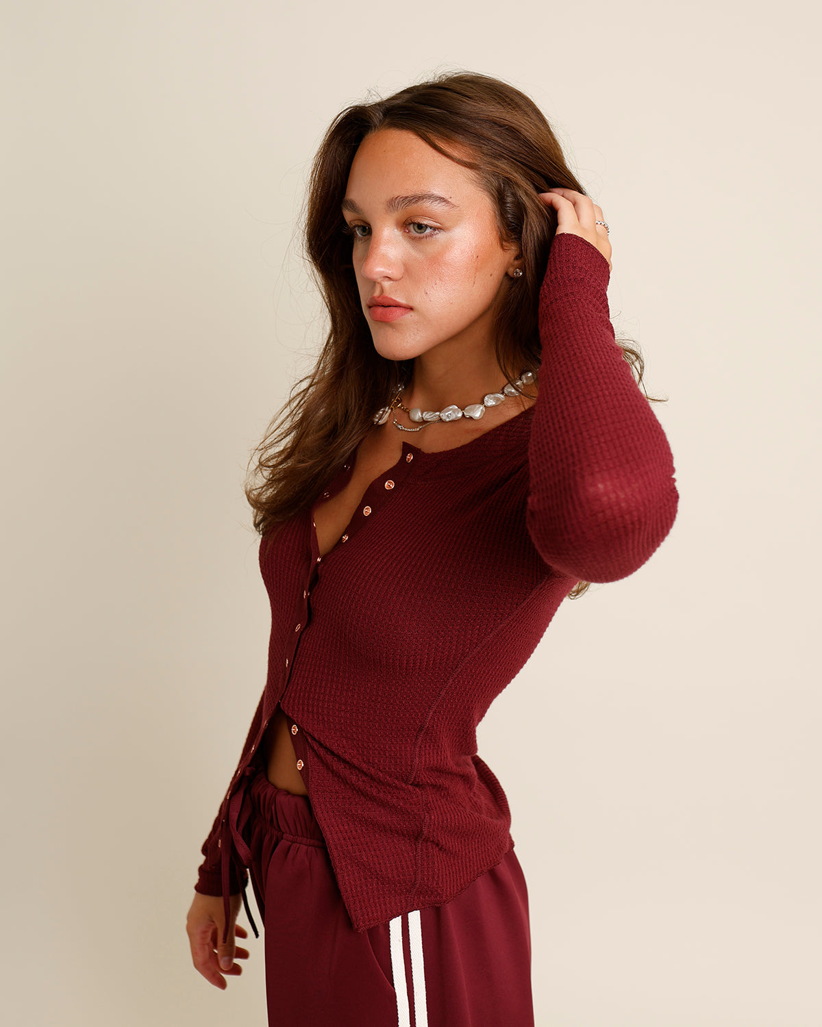 FREE PEOPLE GOING PLACES CARDI X MAROON