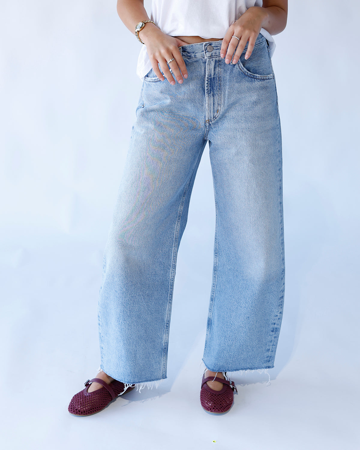 AGOLDE LOW CURVE CROP JEAN IN FORCE