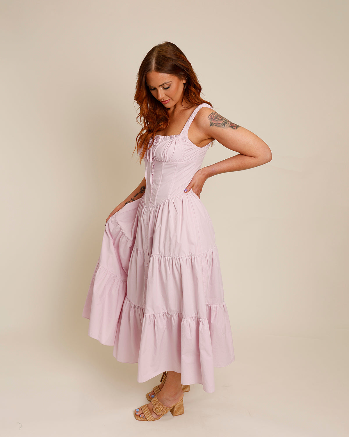 ASTR THE LABEL TEMPERANCE TIERED MILKMAID MAXI DRESS