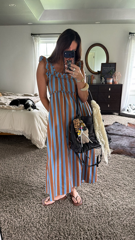 SWEET CAROLINE STRIPED MIDI DRESS
