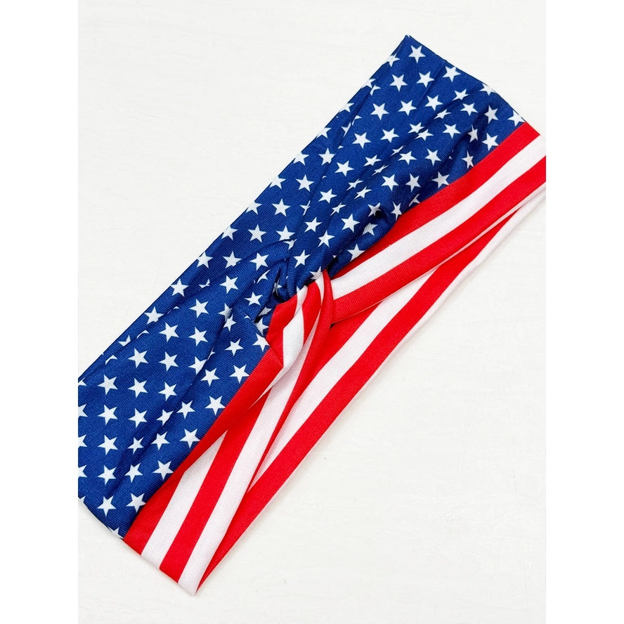 RED, WHITE AND BLUE TWISTED HEAD WRAP