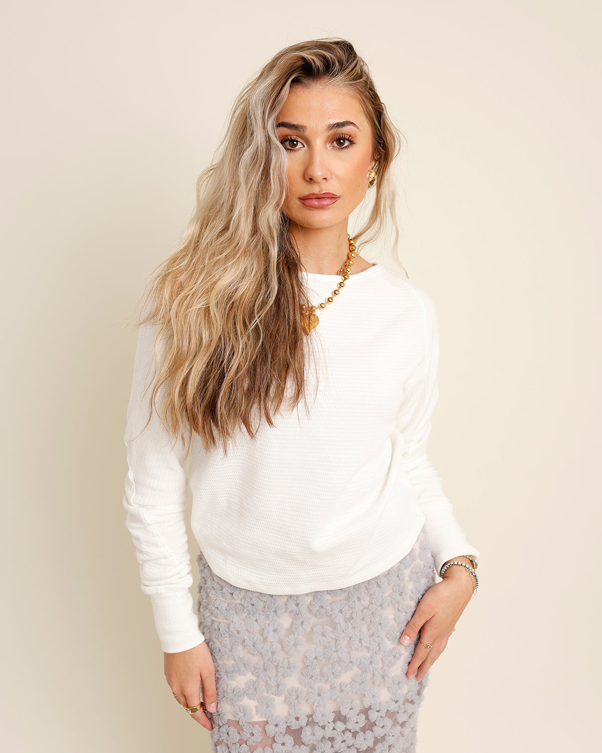 FREE PEOPLE JESS LONG SLEEVE X CLEAN IVORY