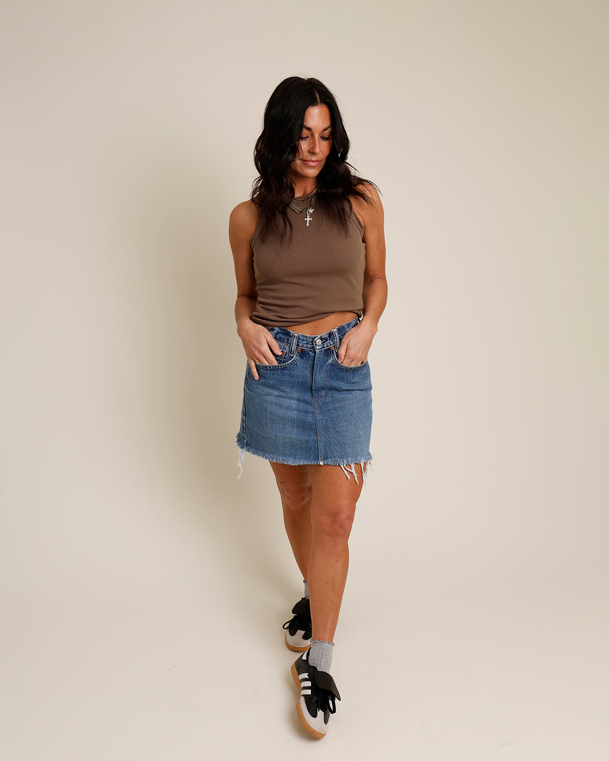 LEVI'S UPCYCLED MID-RISE DENIM MINI SKIRT