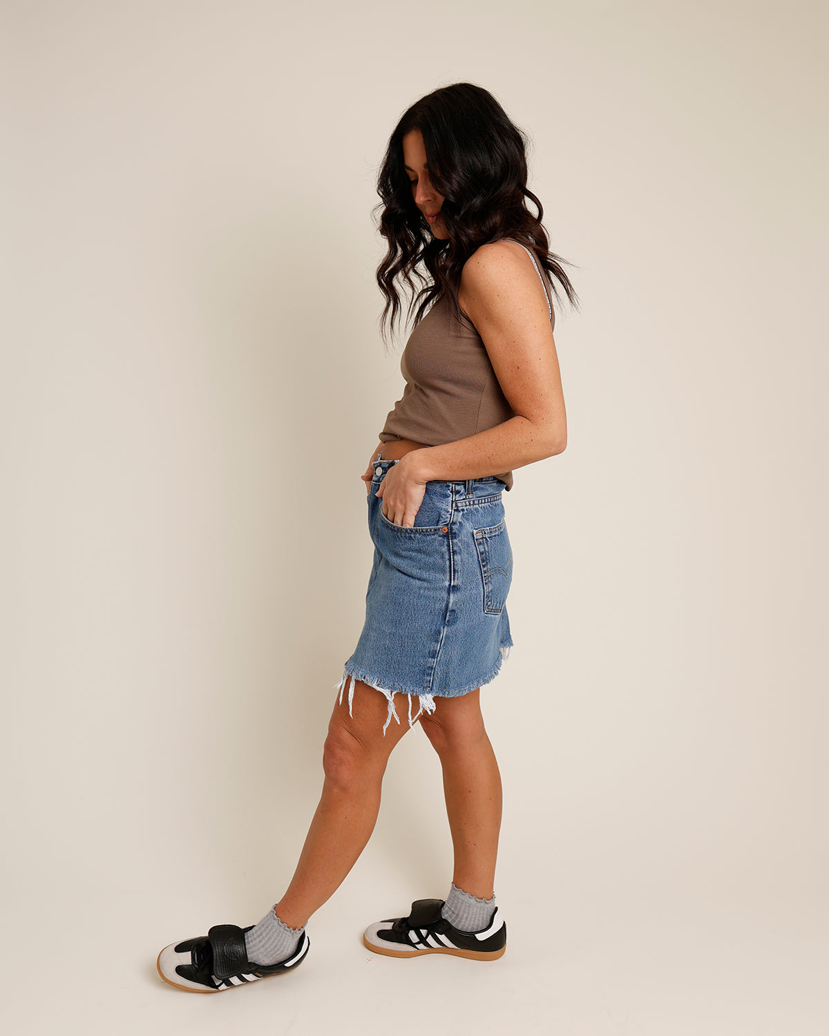 LEVI'S UPCYCLED MID-RISE DENIM MINI SKIRT