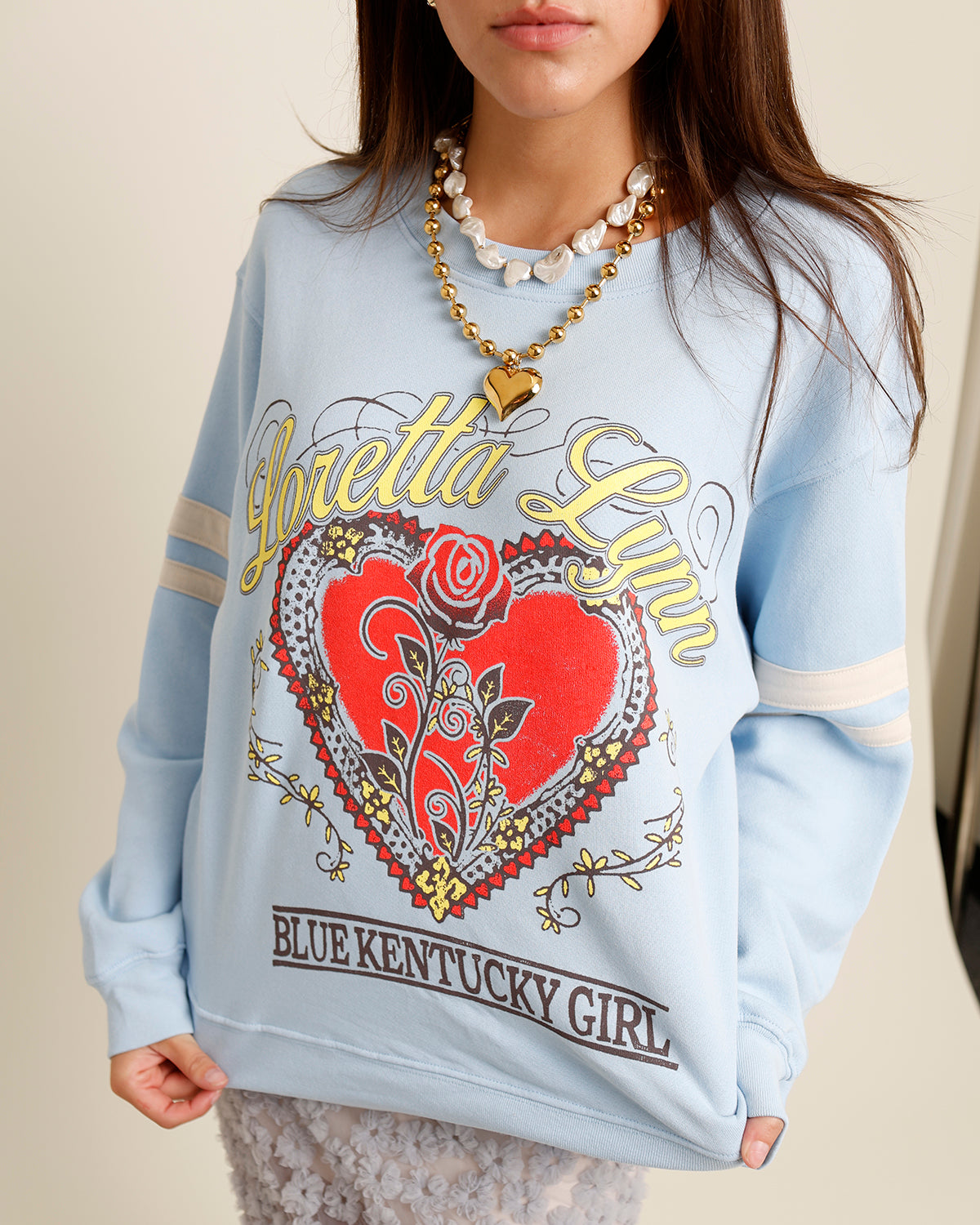 DAYDREAMER LORETTA LYNN BLUE KENTUCKY GIRL VARSITY SWEATSHIRT