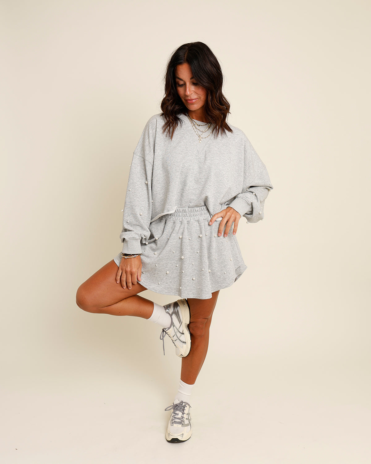 THE WORLD IS YOUR OYSTER PEARL EMBELLISHED SKORT
