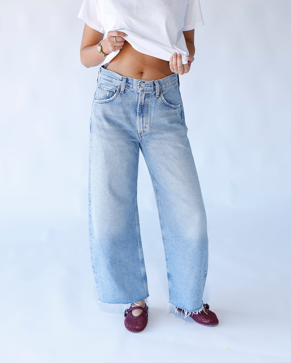 AGOLDE LOW CURVE CROP JEAN IN FORCE