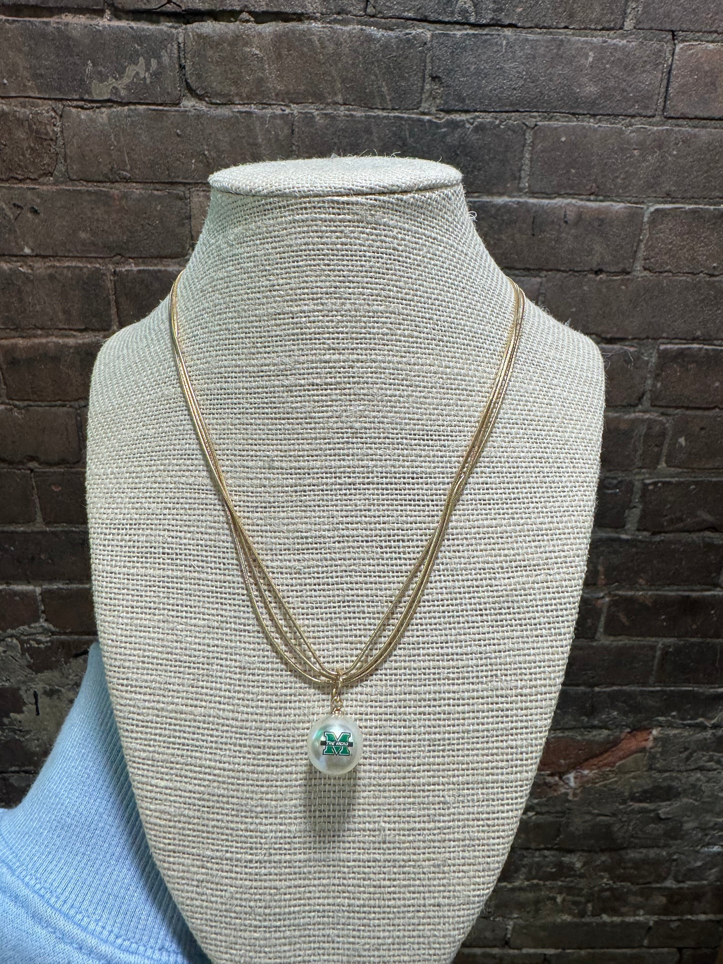 MARSHALL PEARL LOGO LAYERED NECKLACE