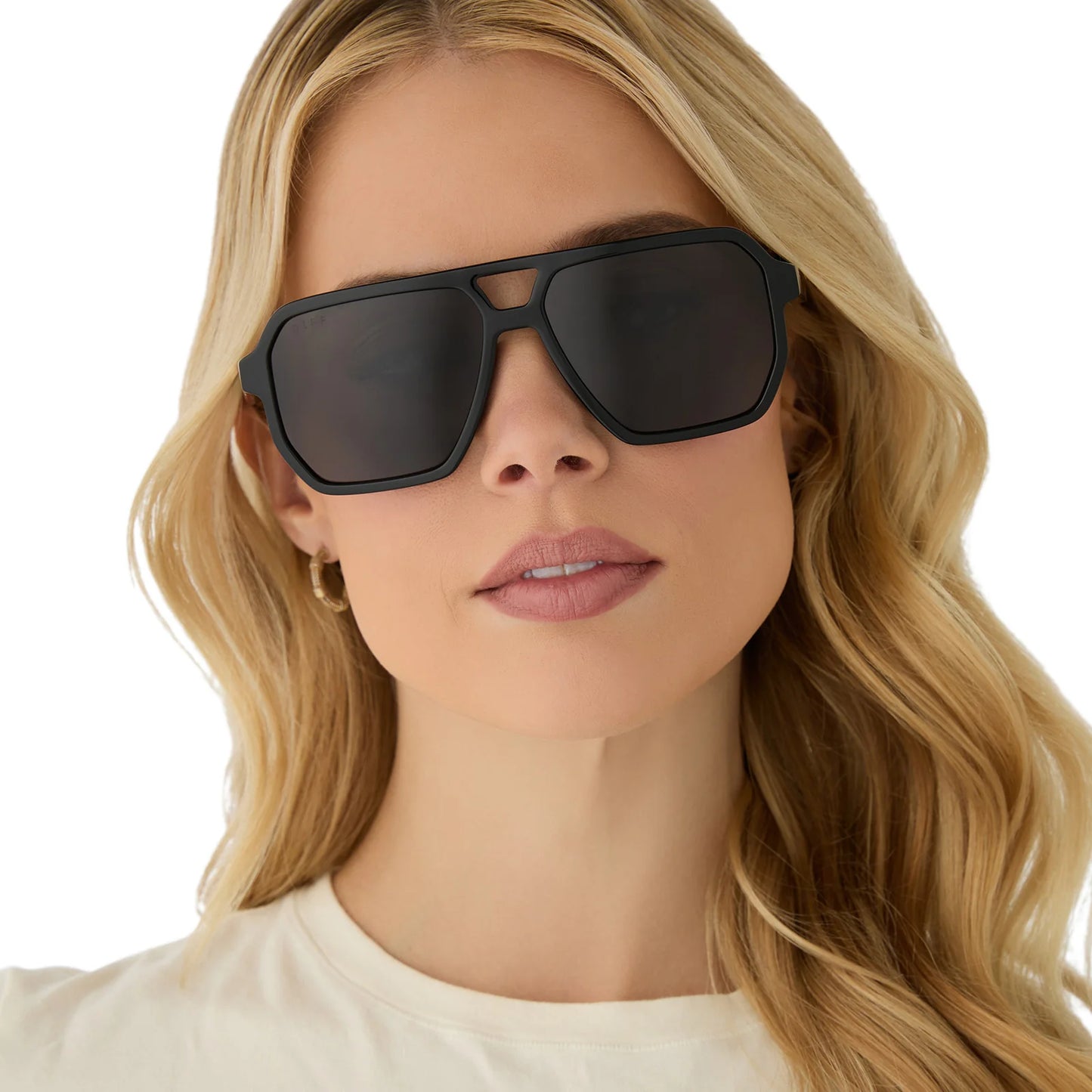 diff geometric aviator style black frame sunglasses