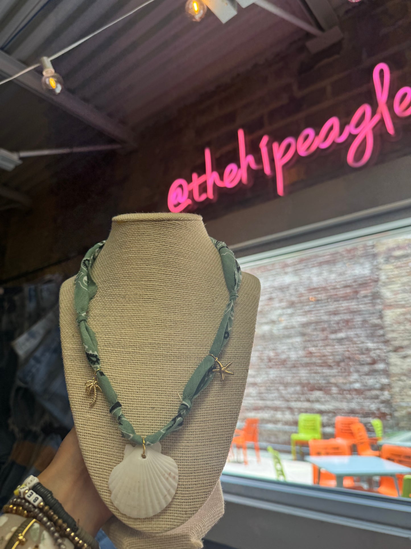 SEAFOAM DREAMS BANDANA CHARM NECKLACE