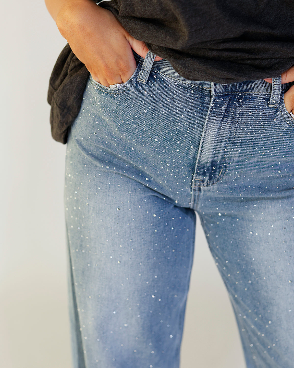 STARRY NIGHT GLITTER EMBELLISHED DENIM JEAN