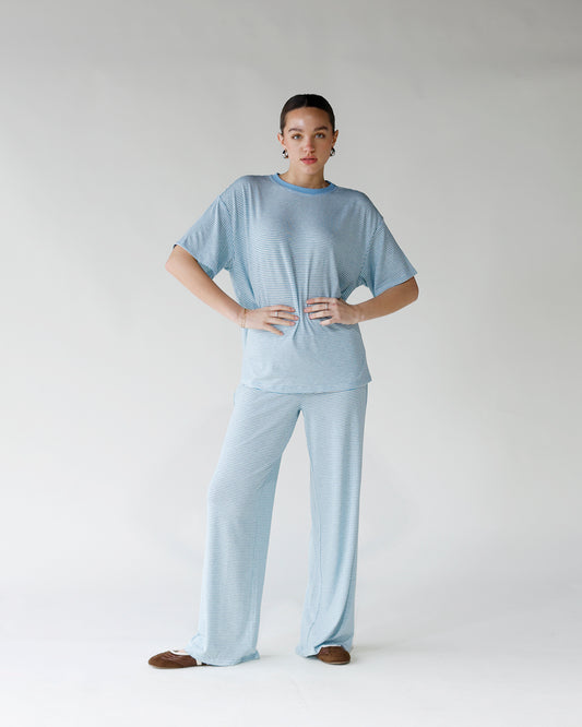 blue and white striped wide leg lounge pants women's striped wide leg pants