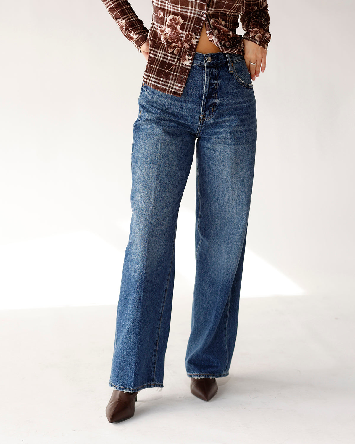 PISTOLA TATE HIGH RISE BOWED WIDE LEG JEAN X FULTON