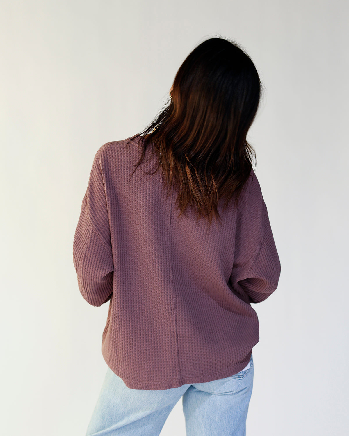 FREE PEOPLE DAWSON POCKET THERMAL X CHOCOLATE GRAPE