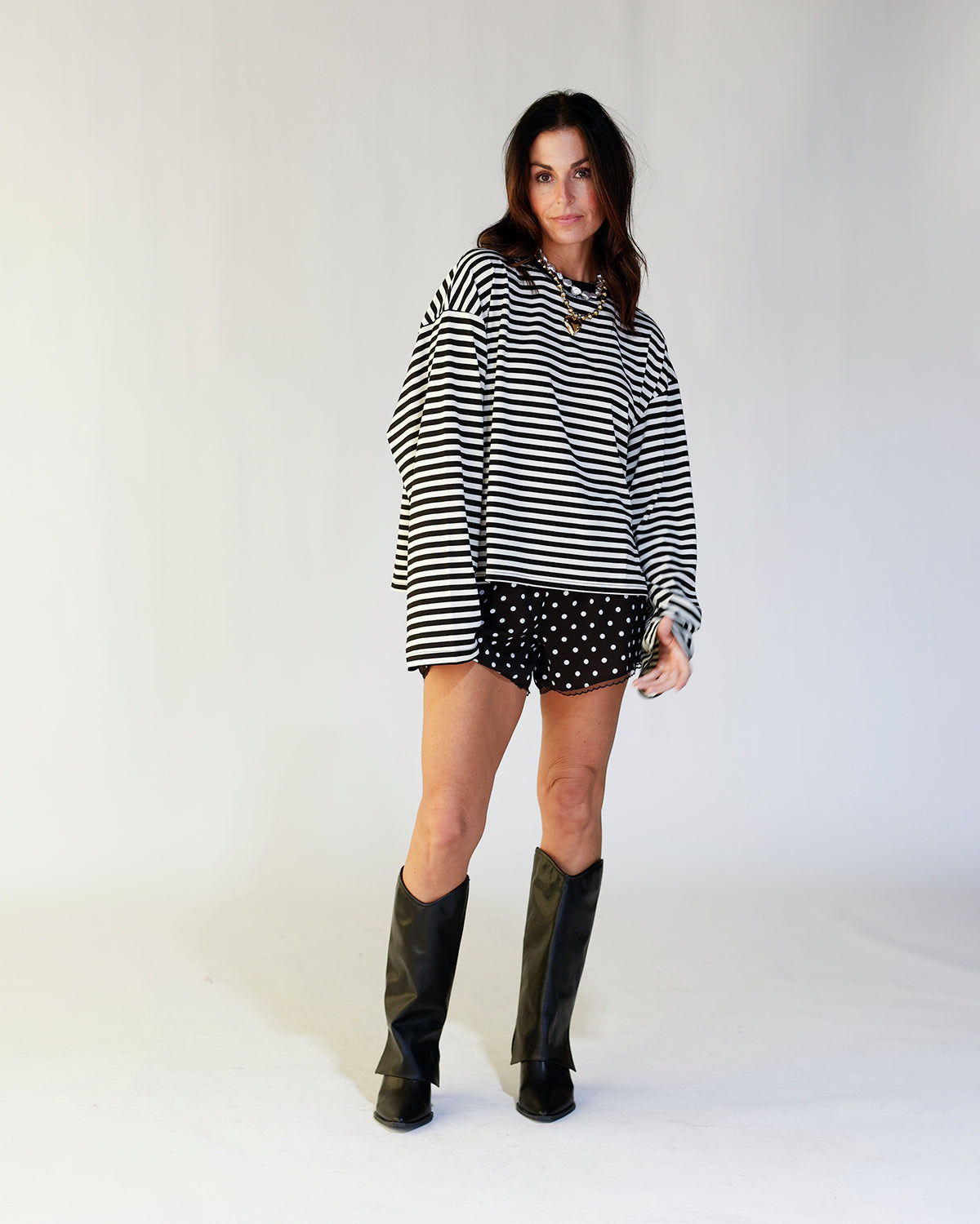 MOONLIT STRIPED LONG SLEEVE TOP