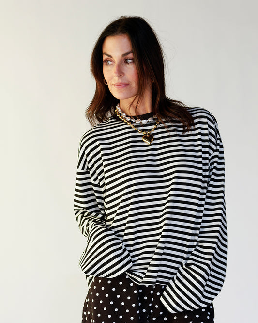 black and white striped top long sleeve top casual top everyday long sleeve