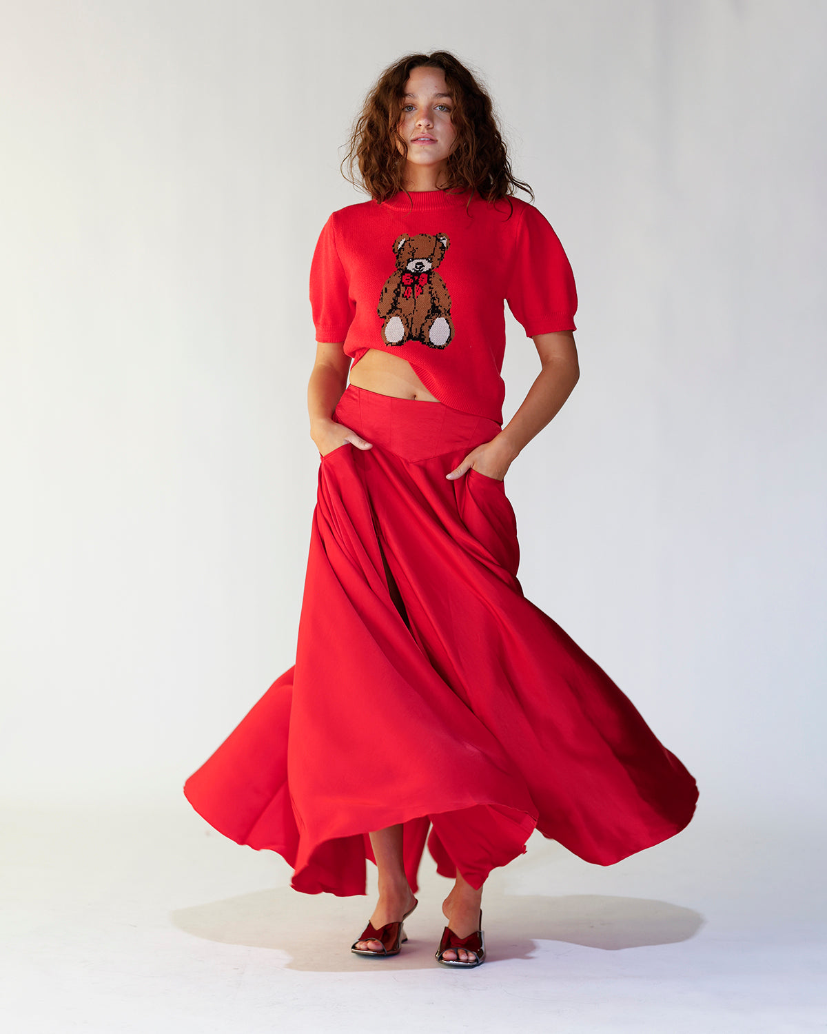 BERRY MERRY PUFF SLEEVE SWEATER TOP