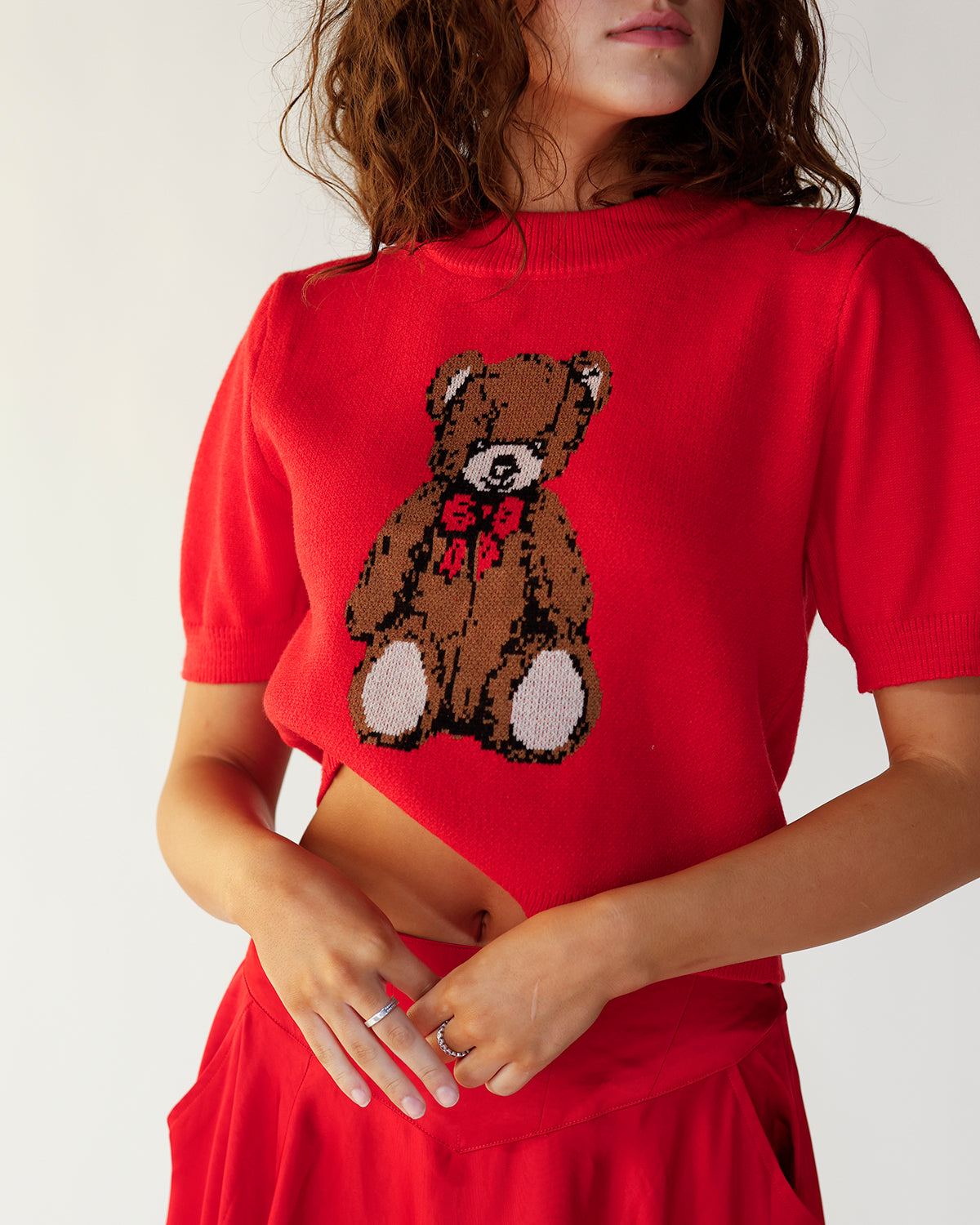 BERRY MERRY PUFF SLEEVE SWEATER TOP