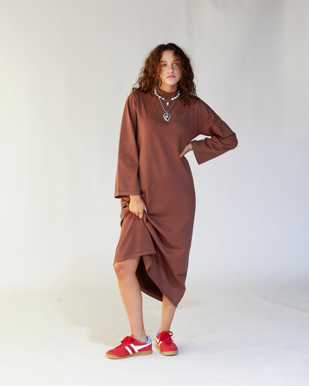 TAKE IT EASY LONG SLEEVE MIDI DRESS