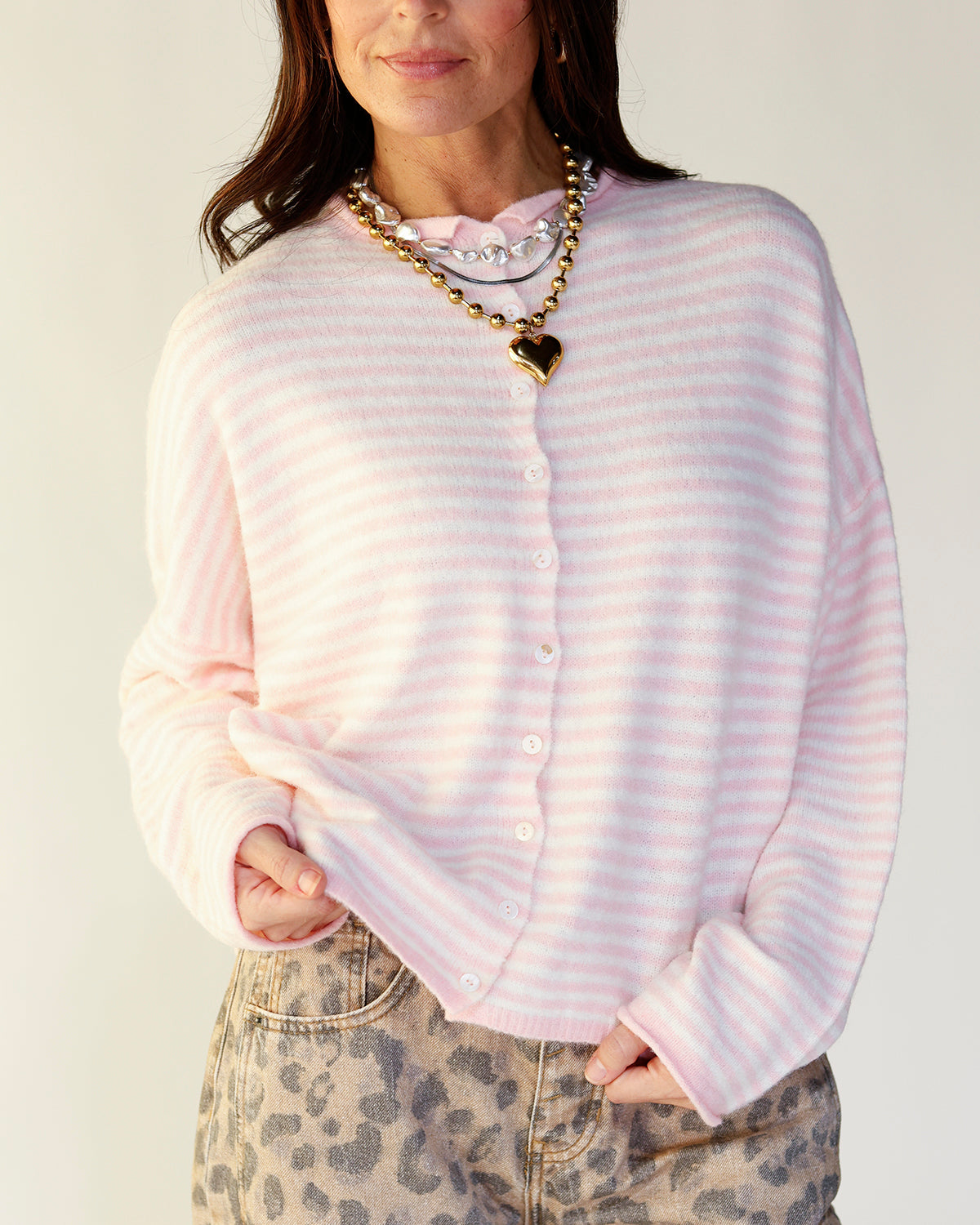 THE CULT CARDI X PINK STRIPE