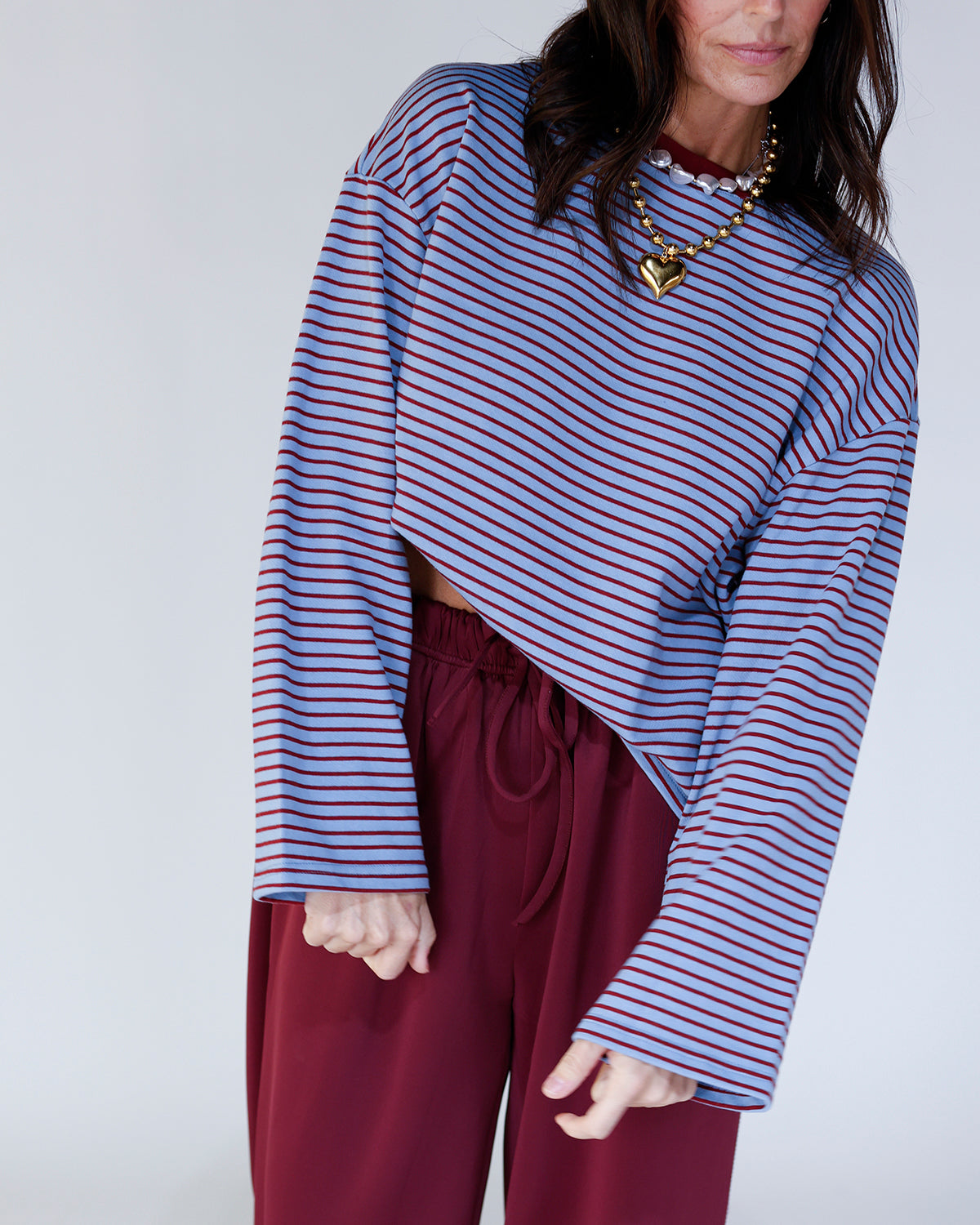 WEEKEND MOOD STRIPED LONG SLEEVE TOP