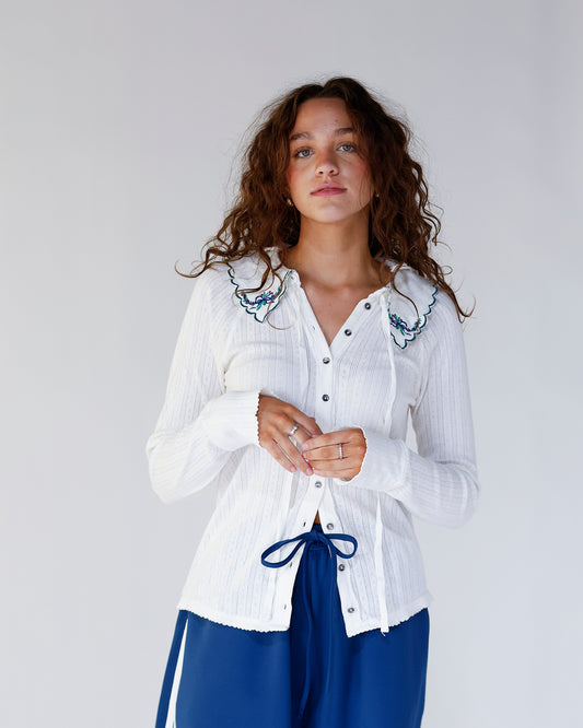 FREE PEOPLE JUNIPER LONG SLEEVE CARDI X IVORY
