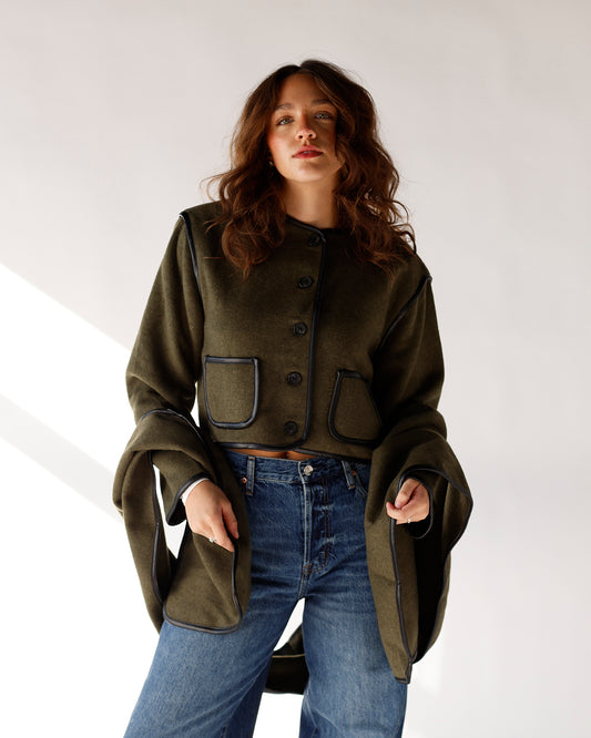 luxe olive green coat classy jacket army green jacket fall jacket