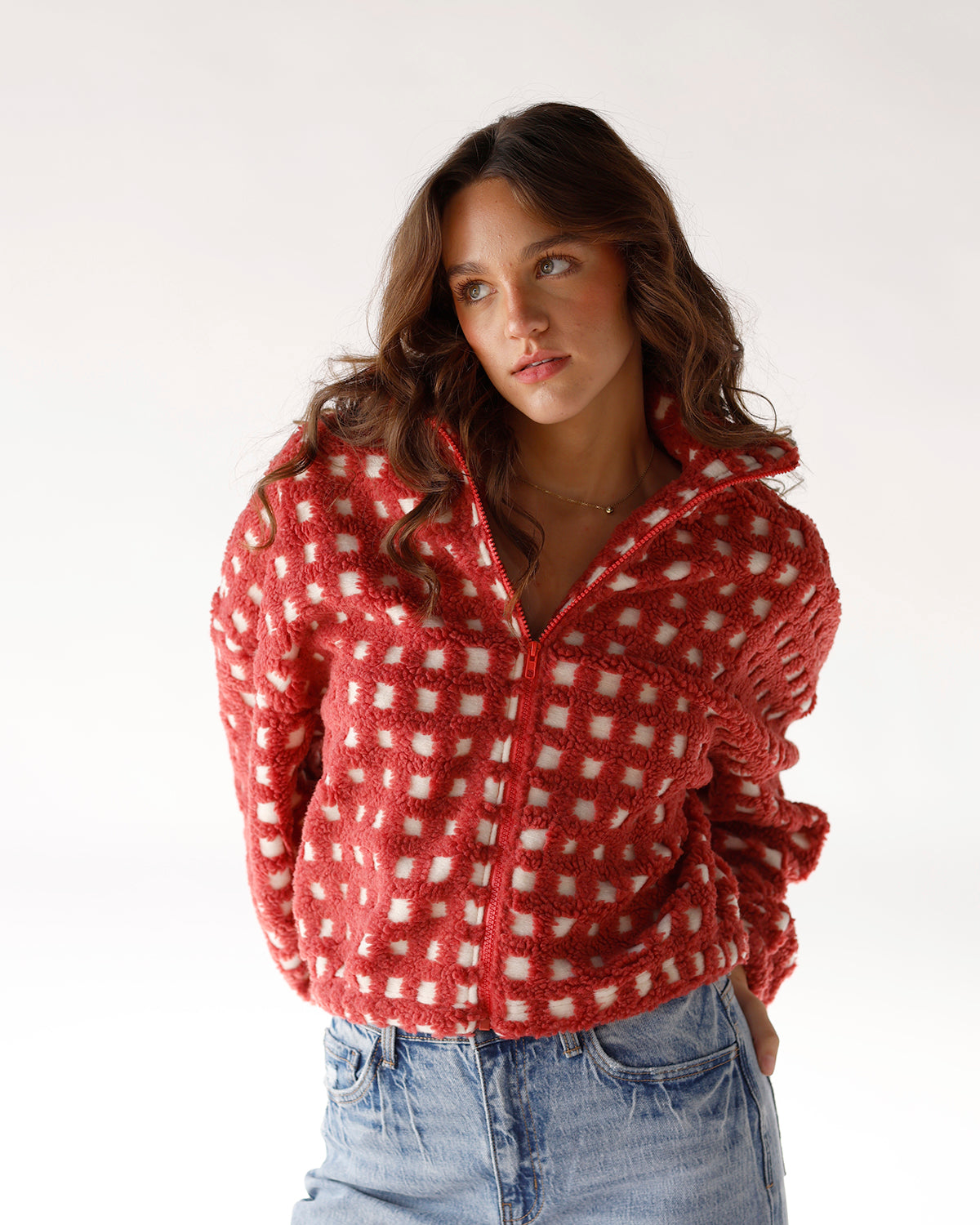 gingham fleece sherpa holiday sherpa fall fleece cozy jacket