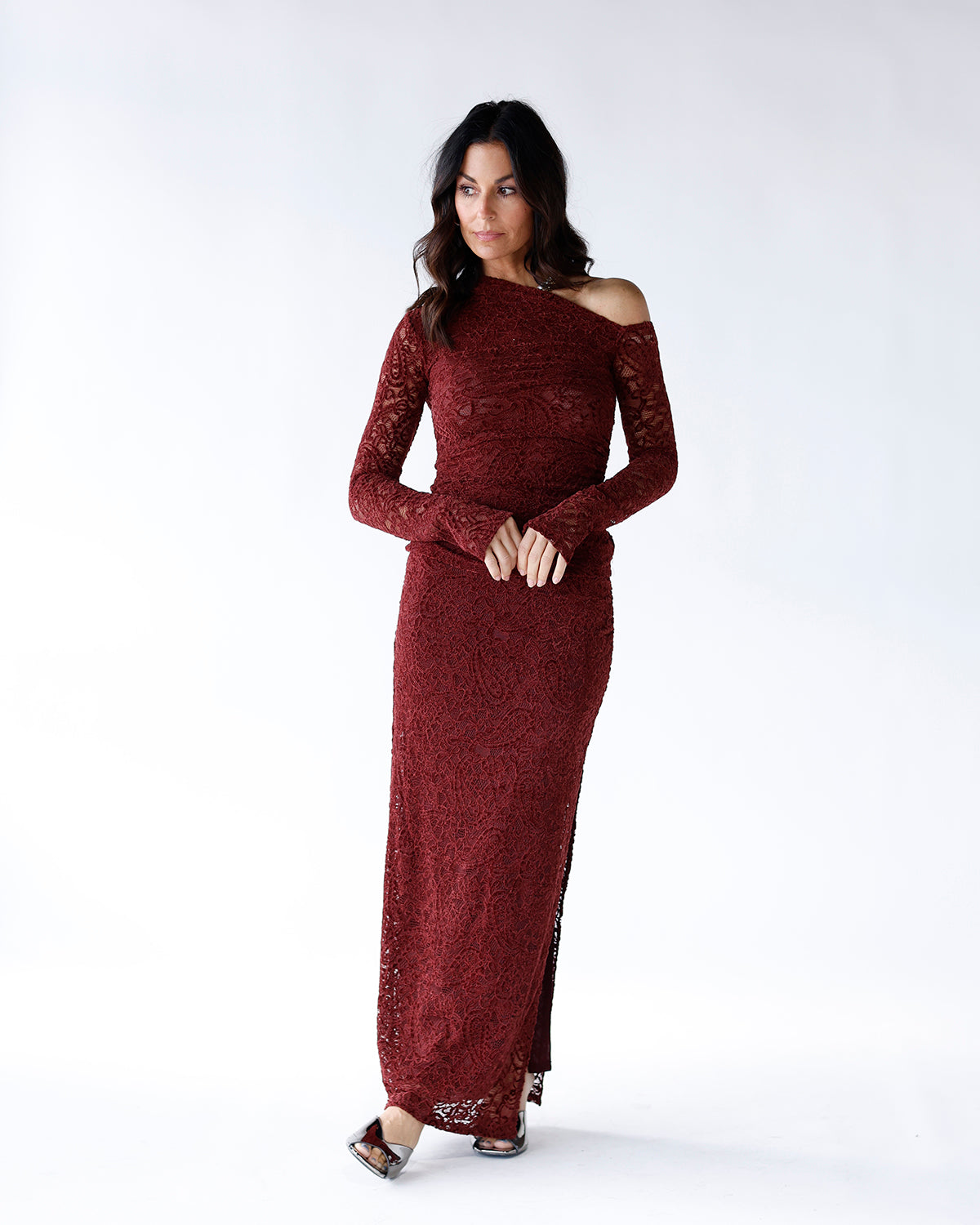 NIA SELENA LACE SKIRT X COCOA