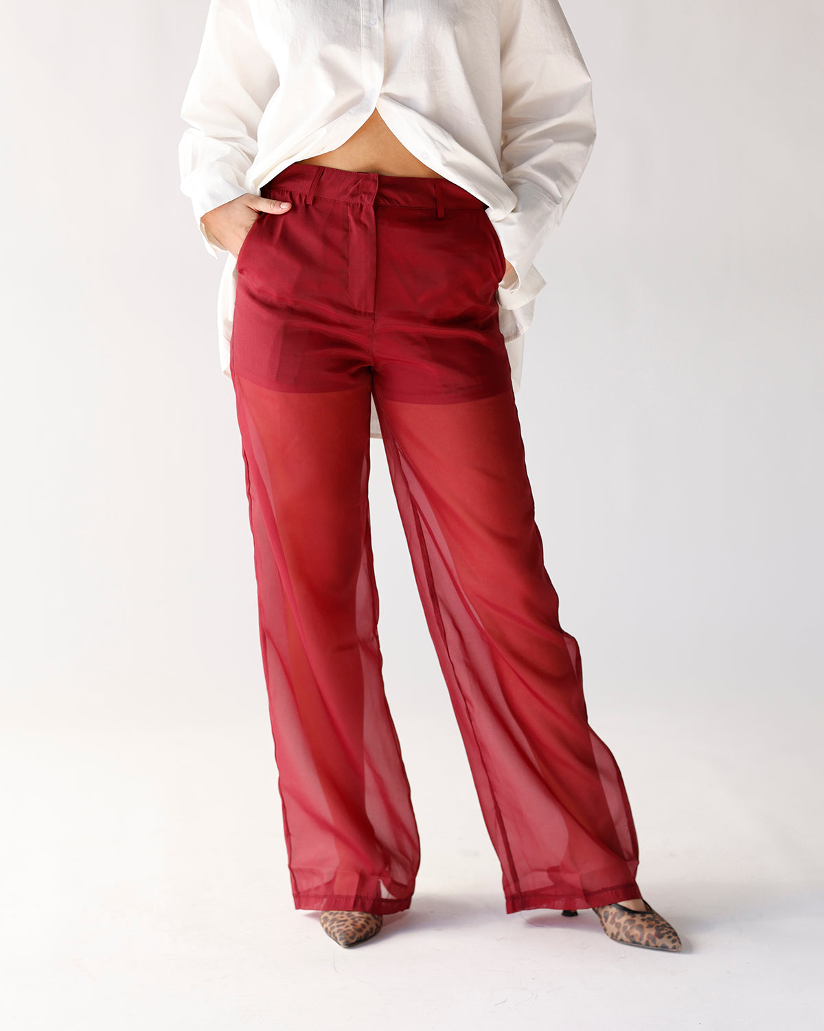 HOLIDAY MUSE BURGUNDY ORGANZA TROUSER