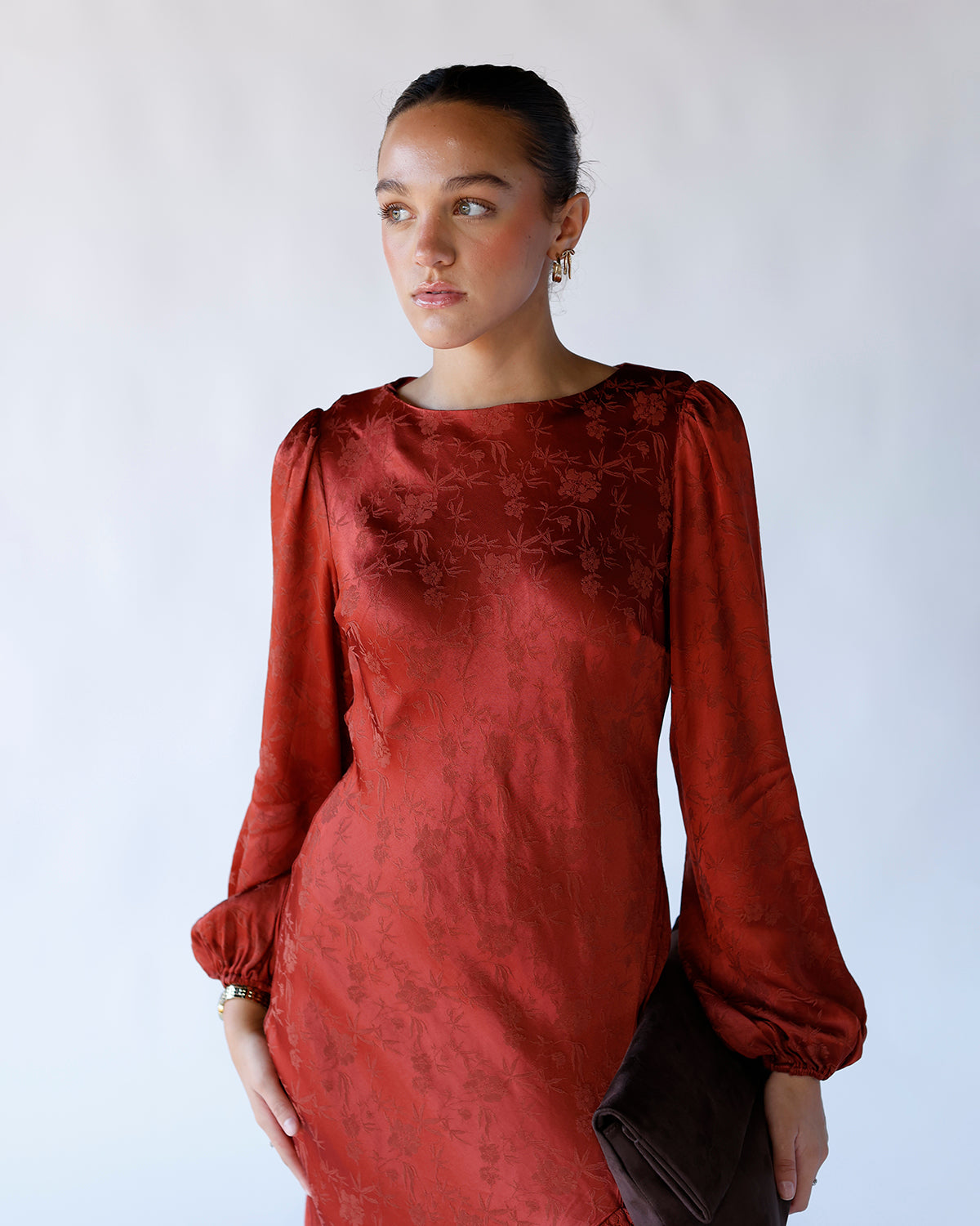 ASTR THE LABEL ILARIA JACQUARD MIDI DRESS