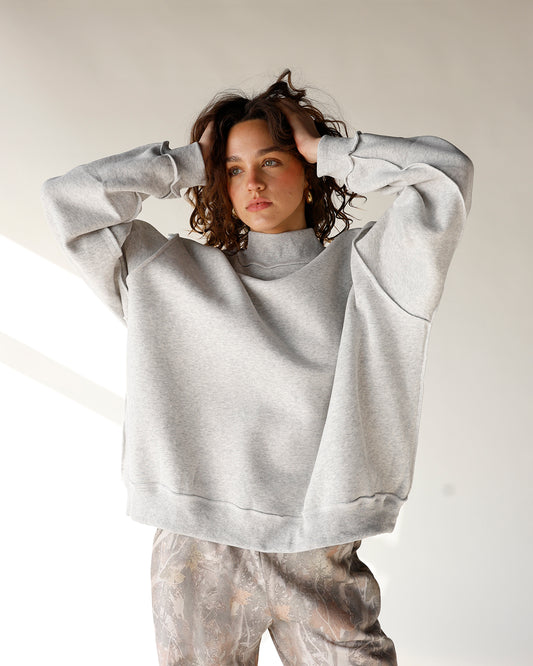 heather grey reversible mock neck sweatshirt women's mock neck pullover