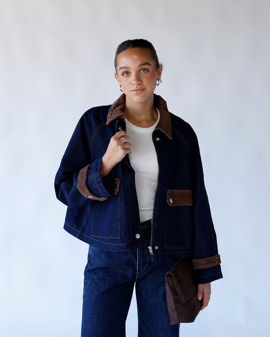 Classic blue jean jacket denim Fall outerwear